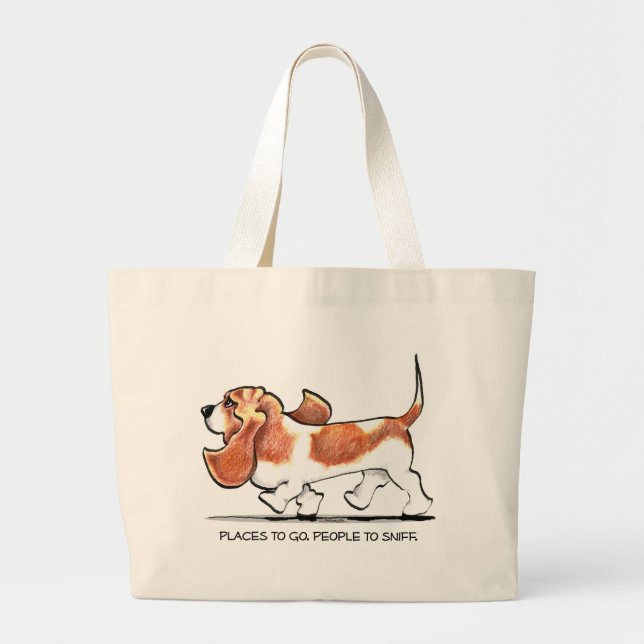 Grand Tote Bag Basset Hound occupé (Devant)