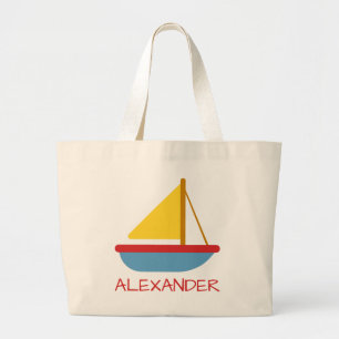 Grand Tote Bag Bateau jouet nautique personnalisé pour enfants