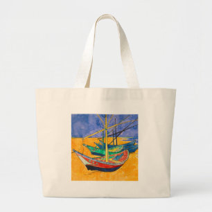 Grand Tote Bag Bateaux de Van Gogh Impressionnisme Plage