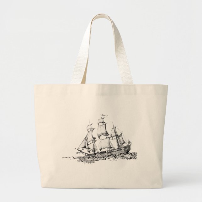 Grand Tote Bag bateaux sur l'eau (Devant)