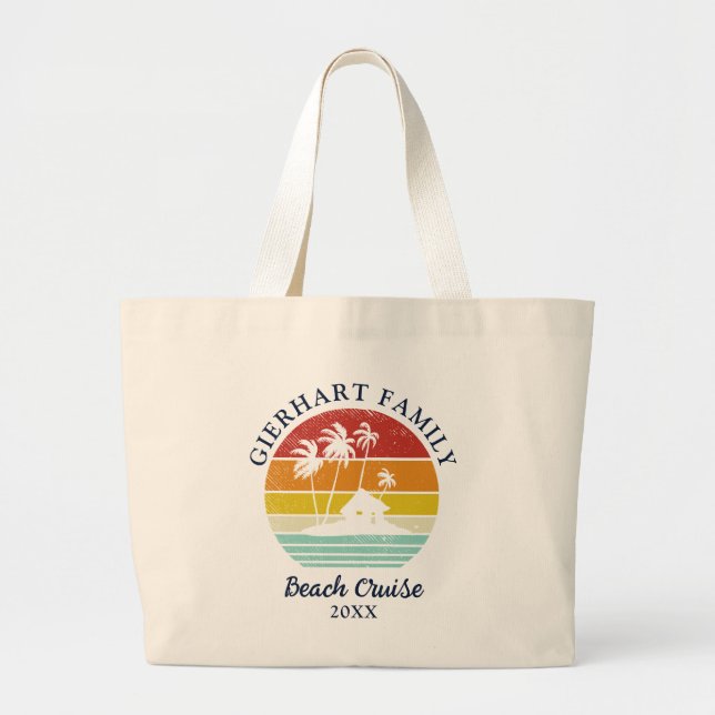 Grand Tote Bag Beach Cruise Famille Reunion Correspondance (Devant)