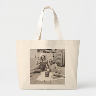 Grand Tote Bag Beach fourre-tout avec affiche de voyage d'époque