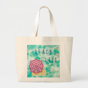 Grand Tote Bag Beach Life avec parasol de plage