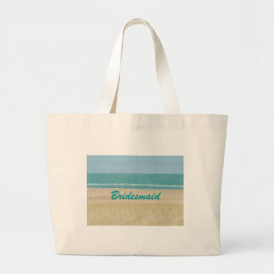 Grand Tote Bag Beach Sand Ocean Scene Bridesmaid ou Mariée