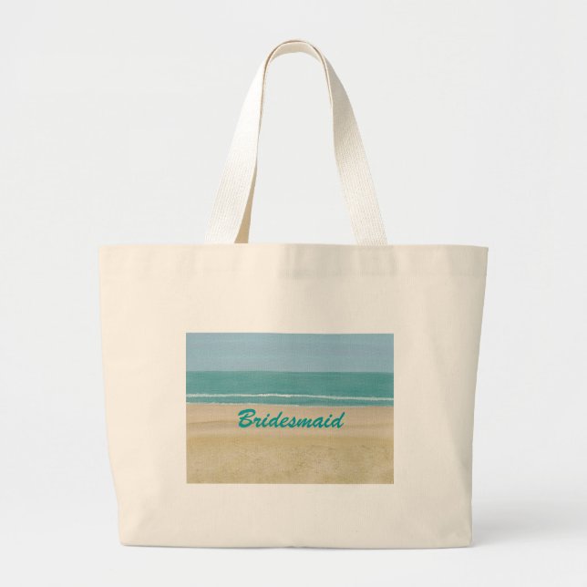 Grand Tote Bag Beach Sand Ocean Scene Bridesmaid ou Mariée (Devant)