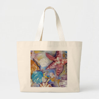 Grand Tote Bag Beach Seashs aquarelle Design Fourre-tout