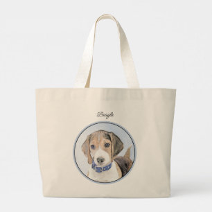 Grand Tote Bag Beagle Anglais Peinture Tri Tricolor Cute Dog Art