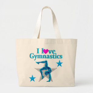 GRAND TOTE BAG BEAU BLEU J'AIME LA GYMNASTIQUE