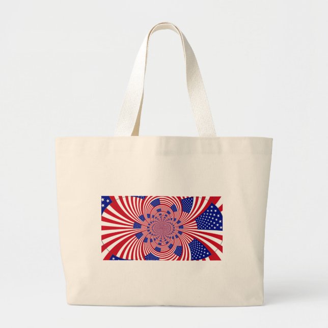 Grand Tote Bag Beau drapeau américain Extraordinaire Kaleidoscope (Devant)