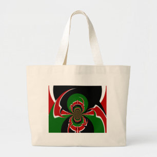 Grand Tote Bag Beau drapeau Kenya noir rouge vert couleur design