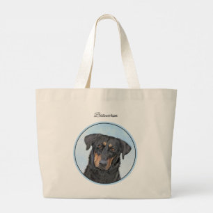 Grand Tote Bag Beauceron Peinture en noir et en bronze Cheepdog C