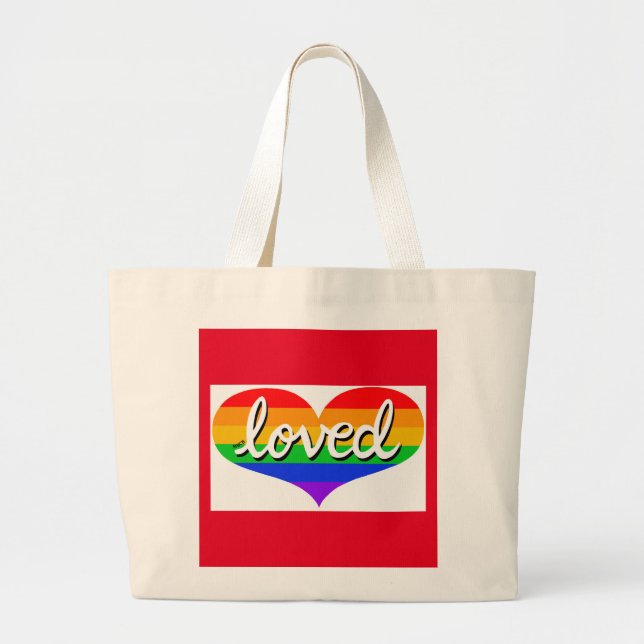 Grand Tote Bag BEAUCOUP AIMÉ -Adore - Coeur d'amour de couleur ar (Devant)