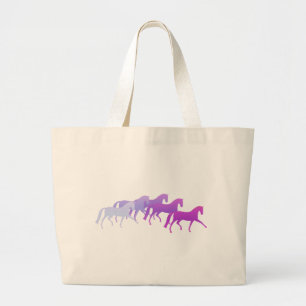 Grand Tote Bag Beaucoup de chevaux (pourpres)