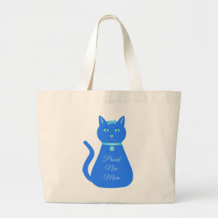 Grand Tote Bag Bébé bleu mignon chat Personnalisé Fier nouvelle m