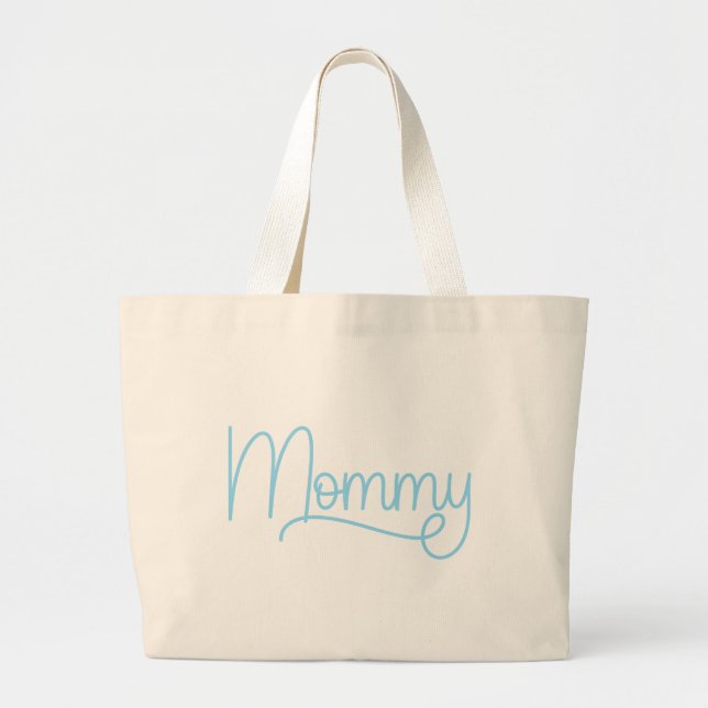 Grand Tote Bag Bébé Blue Monoline maman (Devant)