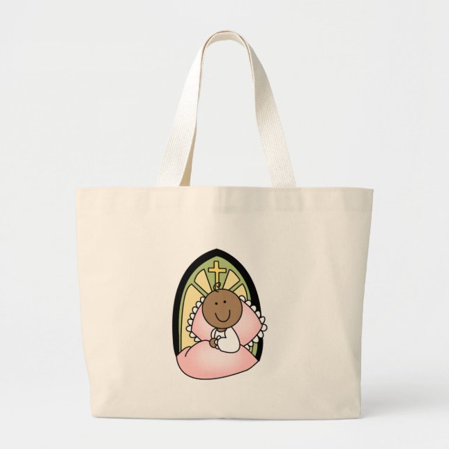 Grand Tote Bag Bébé d'Afro-américain de baptême (Devant)