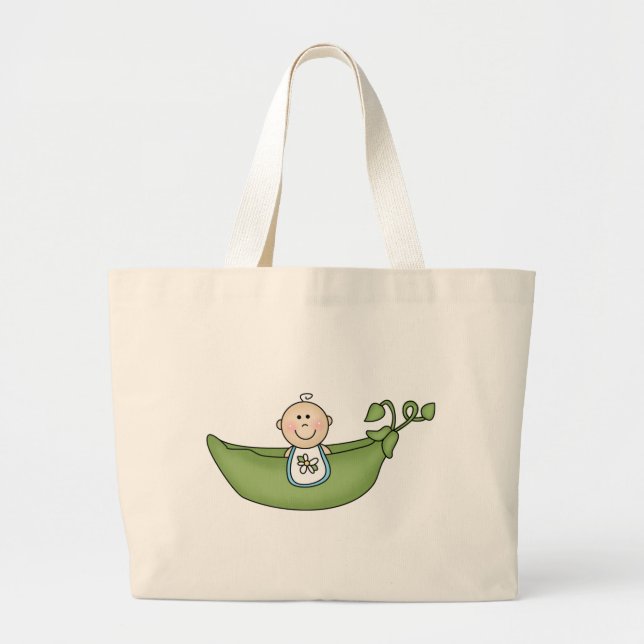 Grand Tote Bag Bébé dans le bleu de cosse de pois (Devant)