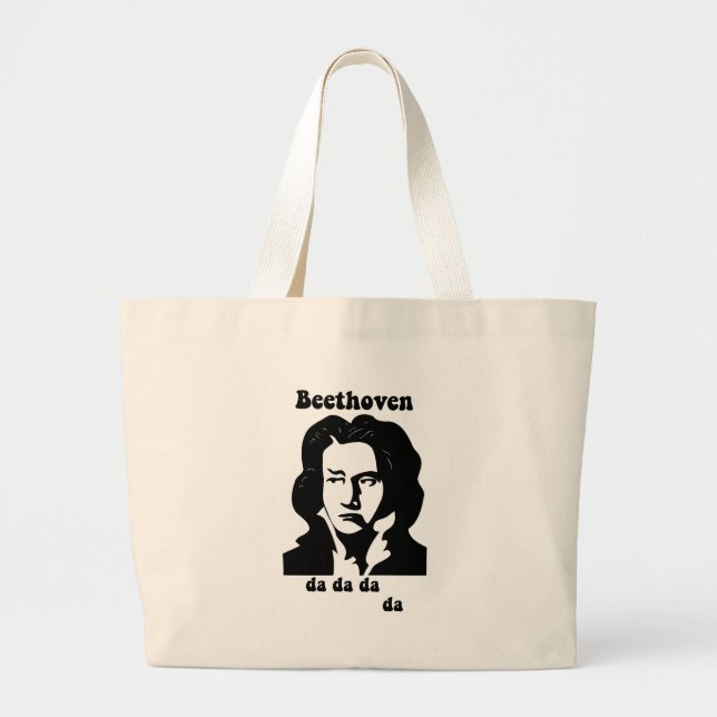 Grand Tote Bag Beethoven drôle (Devant)