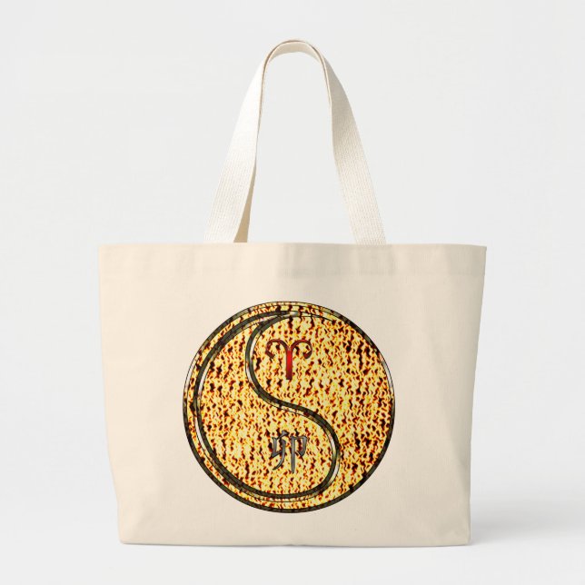 Grand Tote Bag Bélier & Lapin de Feu (Devant)