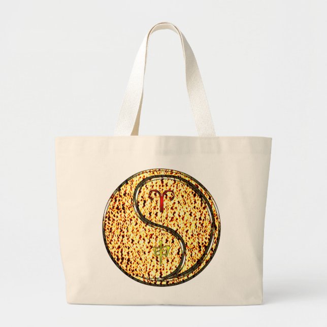 Grand Tote Bag Bélier & Singe de Feu (Devant)