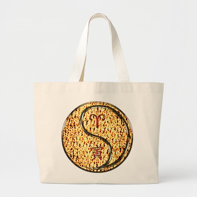 Grand Tote Bag Bélier & Tigre de Feu (Devant)