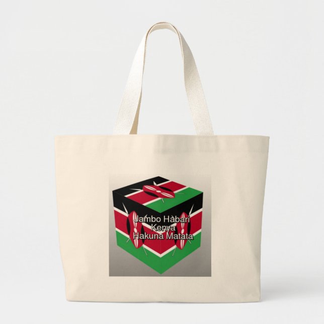 Grand Tote Bag Belle Belle Cube Kenyane Drapeau avec salutation (Devant)