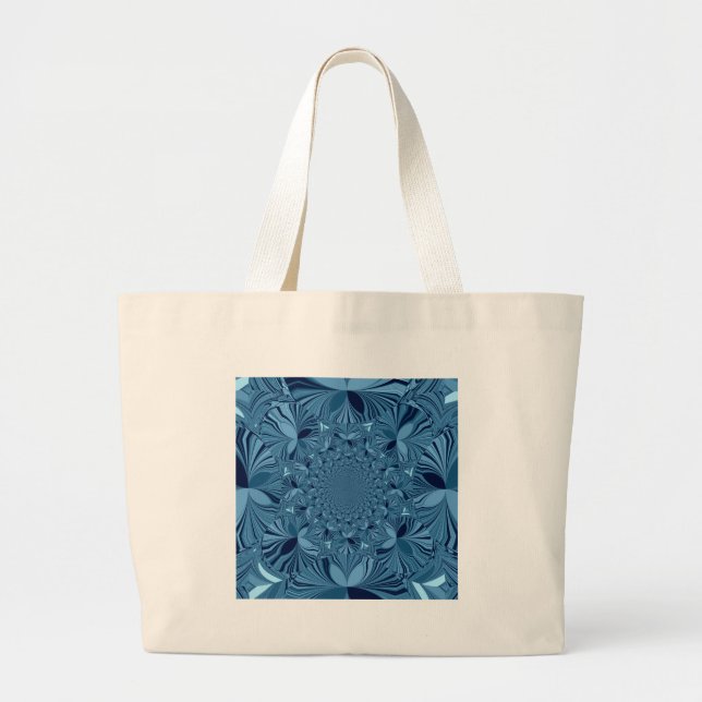 Grand Tote Bag Belle Belle Iridescente Blue Kaleidoscope Art (Devant)