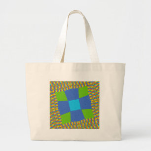 Grand Tote Bag Belle Extraordinaire Vert Bleu Cyan Art Design d'i
