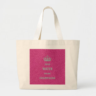 Grand Tote Bag Belle fille cool économiser de l'eau boire du cha