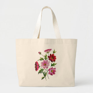 Grand Tote Bag Belle Fleurs de Cosmos en Broderie Crewel