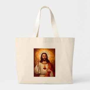 Grand Tote Bag Belle image religieuse Sacré Coeur de Jésus