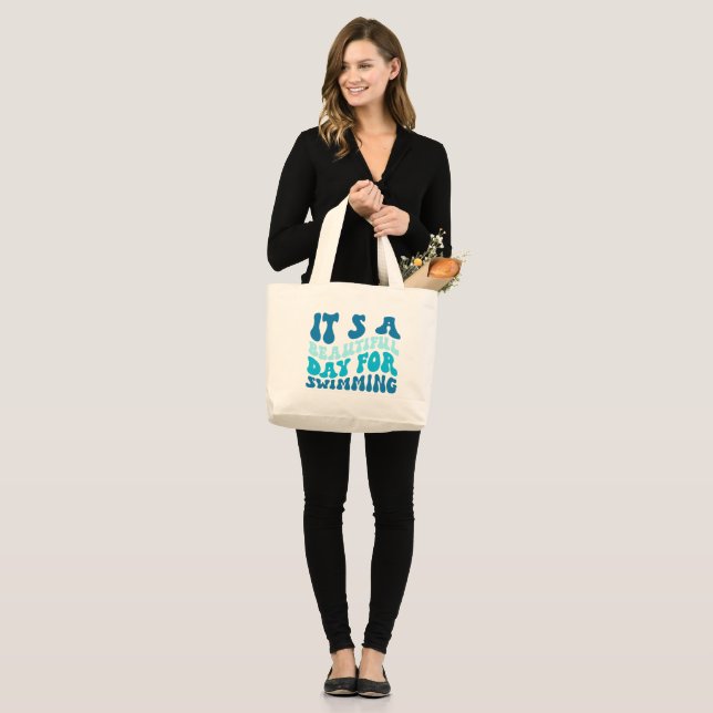Grand Tote Bag Belle journée de natation... (Devant (modèle))