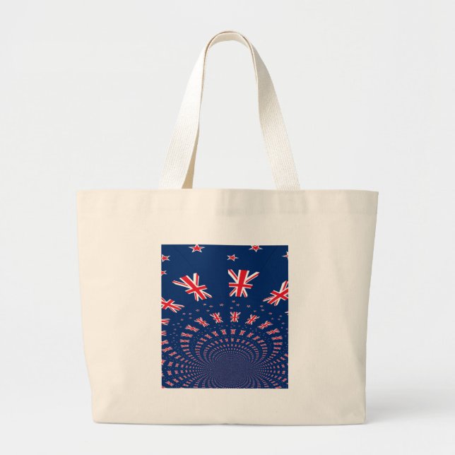 Grand Tote Bag Belle Nouvelle-Zélande Drapeau Art Design (Devant)