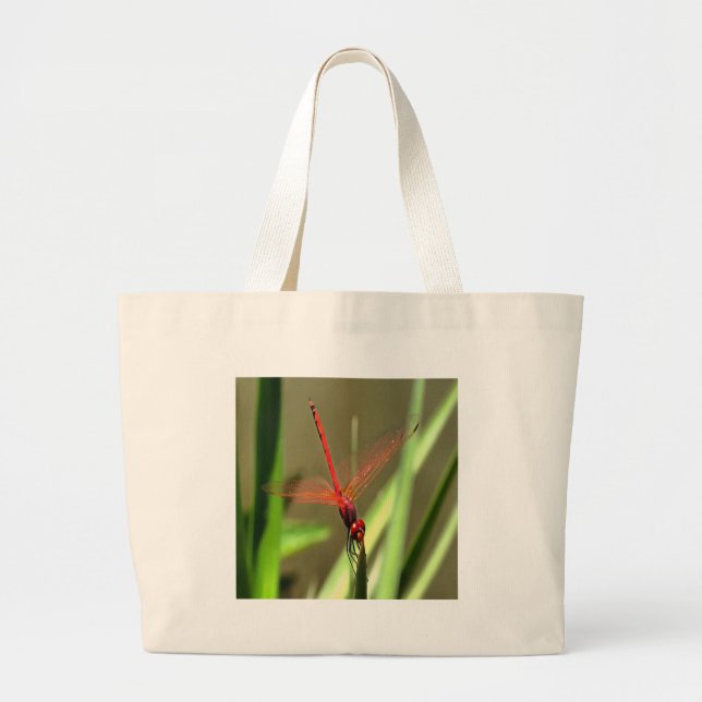 Grand Tote Bag Belle peinture acrylique de libellule de fût (Devant)
