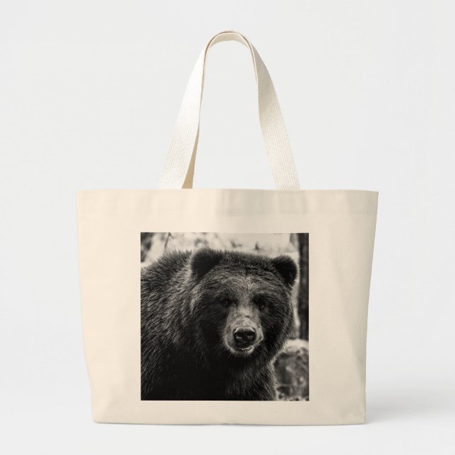 Grand Tote Bag Belle photo d'ours gris (Devant)