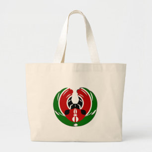 Grand Tote Bag Belle Tapisserie kenyane : Drapeau kényan Papillon