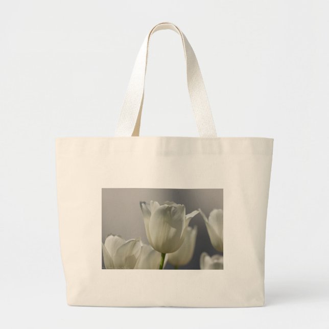 Grand Tote Bag Belle Tulipe de printemps blanche (Devant)