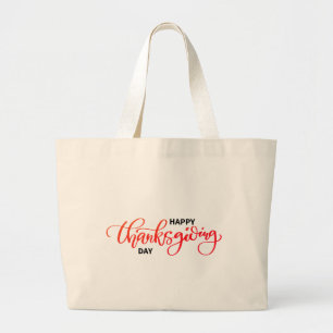 Grand Tote Bag Belle typographie de Bon thanksgiving de texte