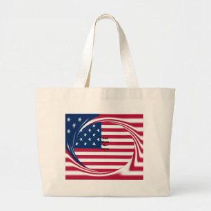 Grand Tote Bag Belle USA Drapeau Dieu bénisse notre maison