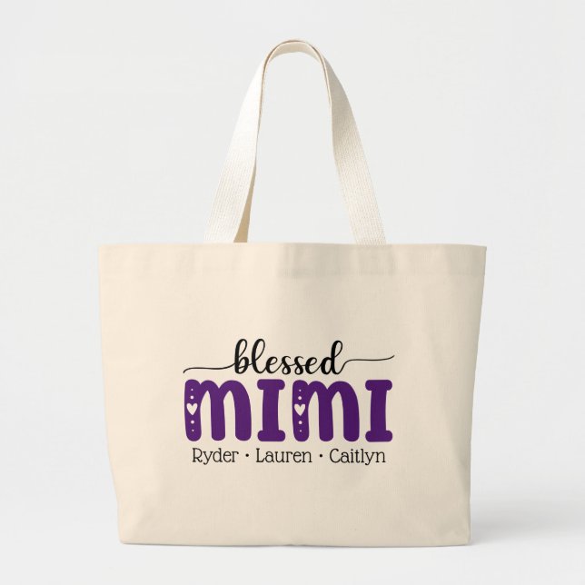 Grand Tote Bag Béni Mimi Grand-mère Personnalisé Fête des mères C (Devant)