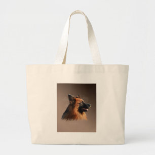 Grand Tote Bag Berger allemand Aquarelle de chien Portrait d'art