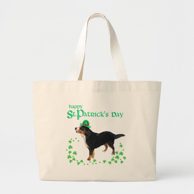 Grand Tote Bag Bernese Mountain Dog Saint-Patrick (Devant)