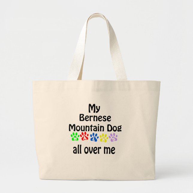 Grand Tote Bag Bernese Mountain Dog Walks Design (Devant)