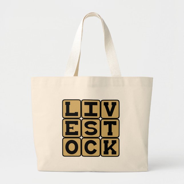 Grand Tote Bag Bétail, bovins (Devant)