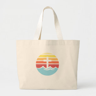 Grand Tote Bag Bethany Beach Retro Sunset Canvas Fourre-tout