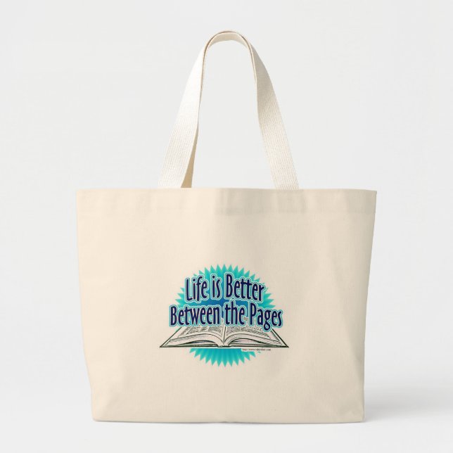 Grand Tote Bag Between the Pages Blue Style Reading Fun (Devant)