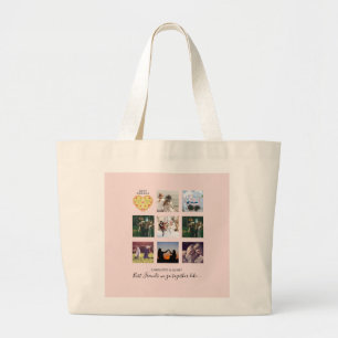 Grand Tote Bag BFF Photo Collage Cadeaux Dusty rose PIZZA Amis