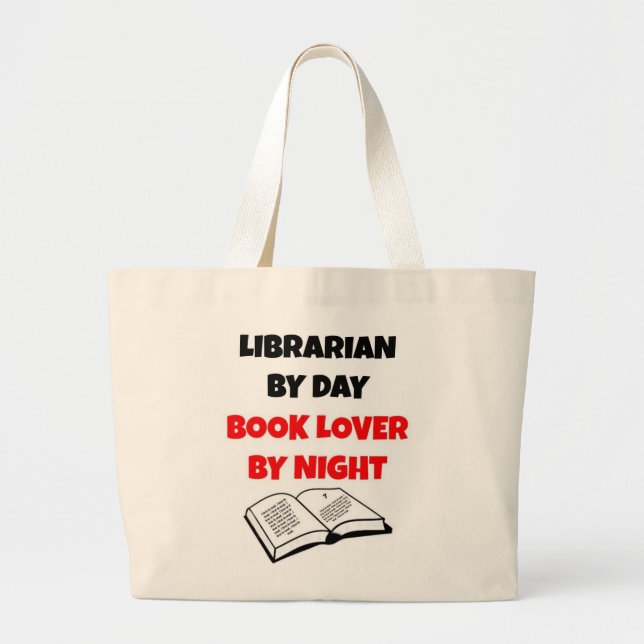 Grand Tote Bag Bibliothécaire par livre de jour Lover par nuit (Devant)