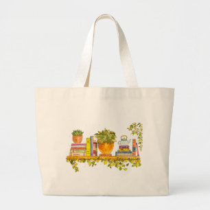Grand Tote Bag Bibliothèque aquarelle