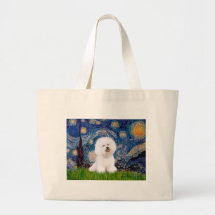 Grand Tote Bag Bichon 1 - Nuit étoilée